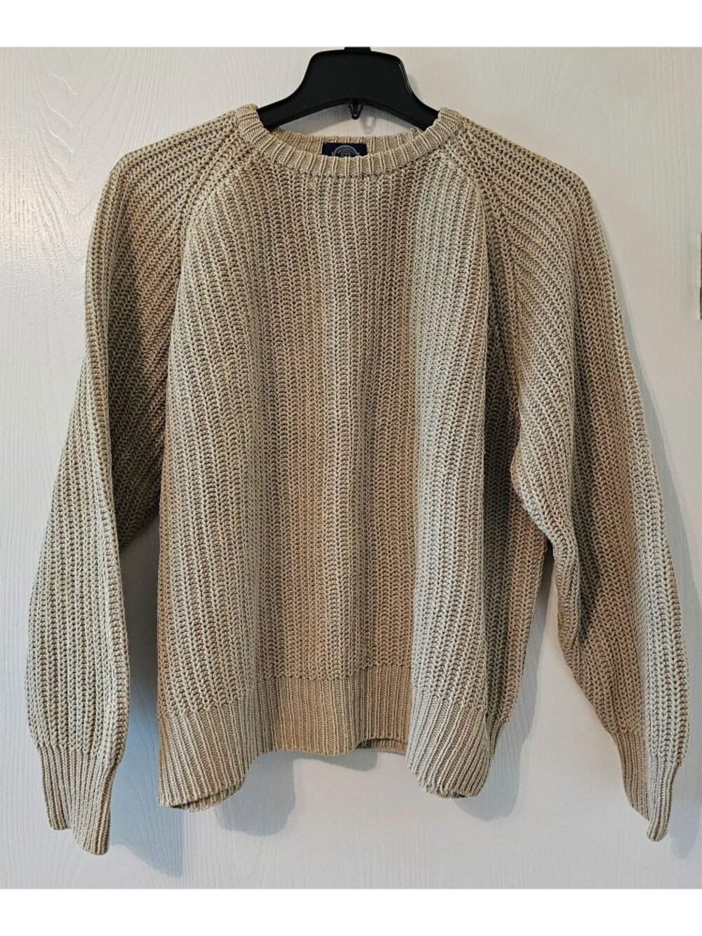 VTG Gap Mens Beige Chunky Knit Crewneck Sweater XL Fisherman Grandpa Cabincore